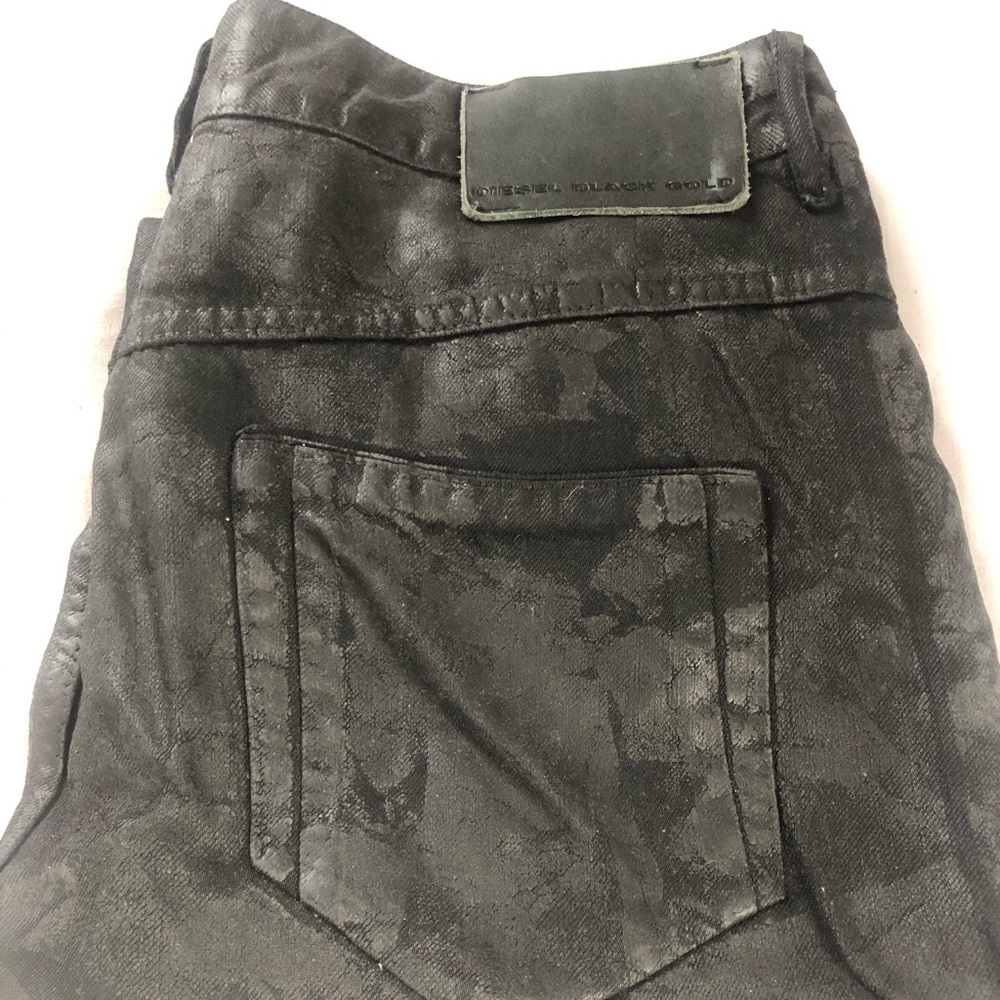 Diesel Black Gold Leather Coated Denim